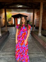 Bloom and Company Abstract Printed High Waist Ruffle Tiered Dress