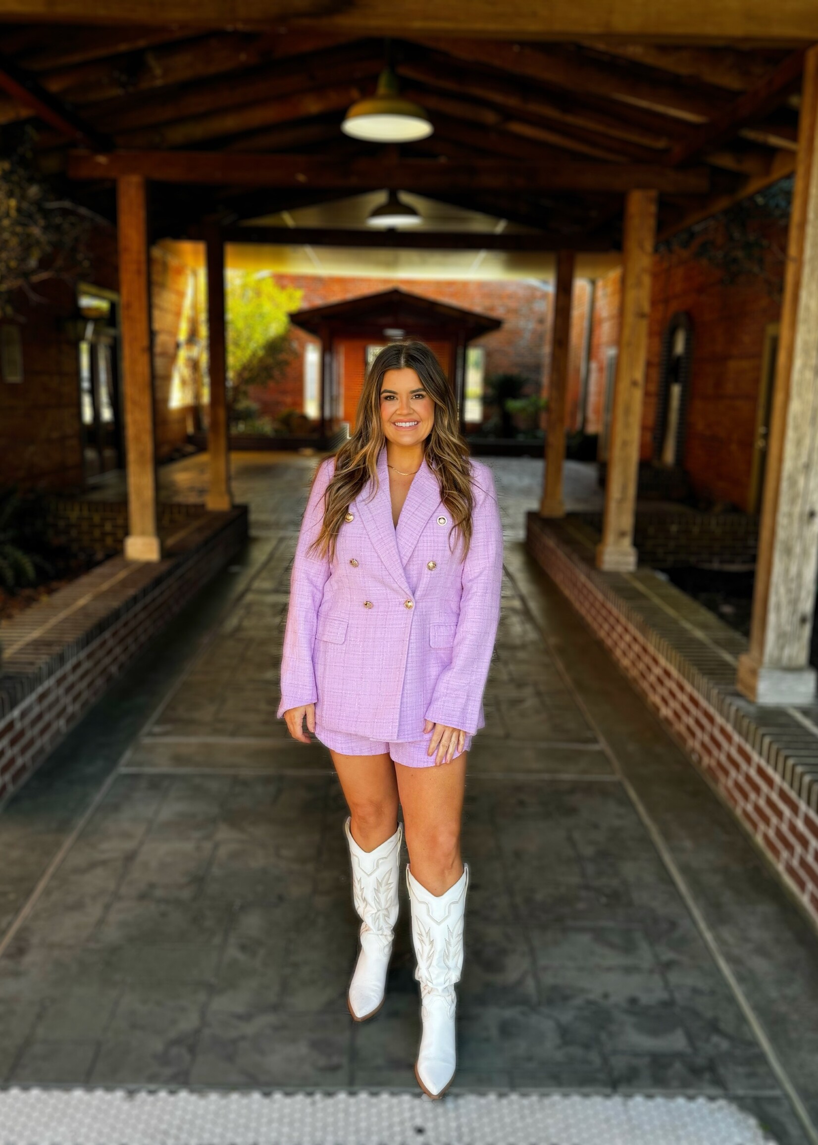 Bloom and Company Tweed Lavender Blazer & Shorts Sets