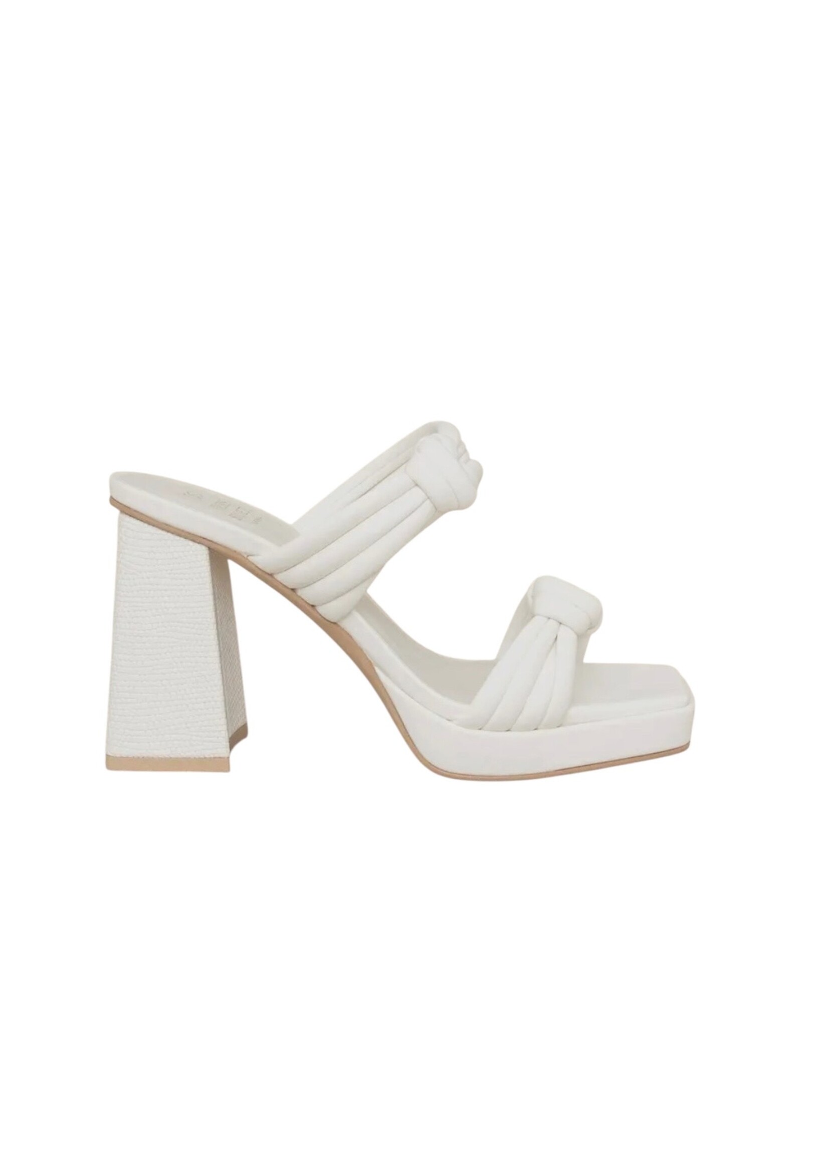 Bloom and Company Faith White Snake-Print Heel w/Knotted Bands