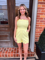 Bloom and Company Yellow Strapless Scalloped Edge Romper