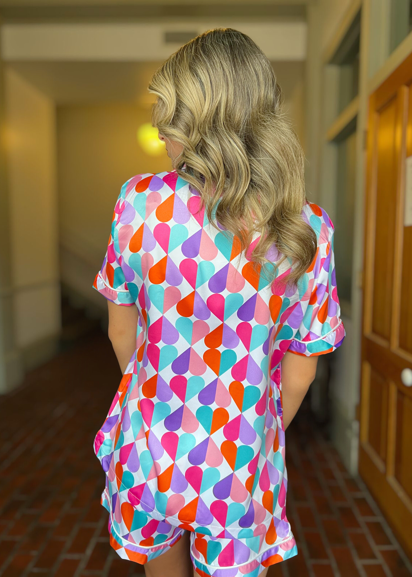 Bloom and Company Sweet Heart Silky Satin PJ Set
