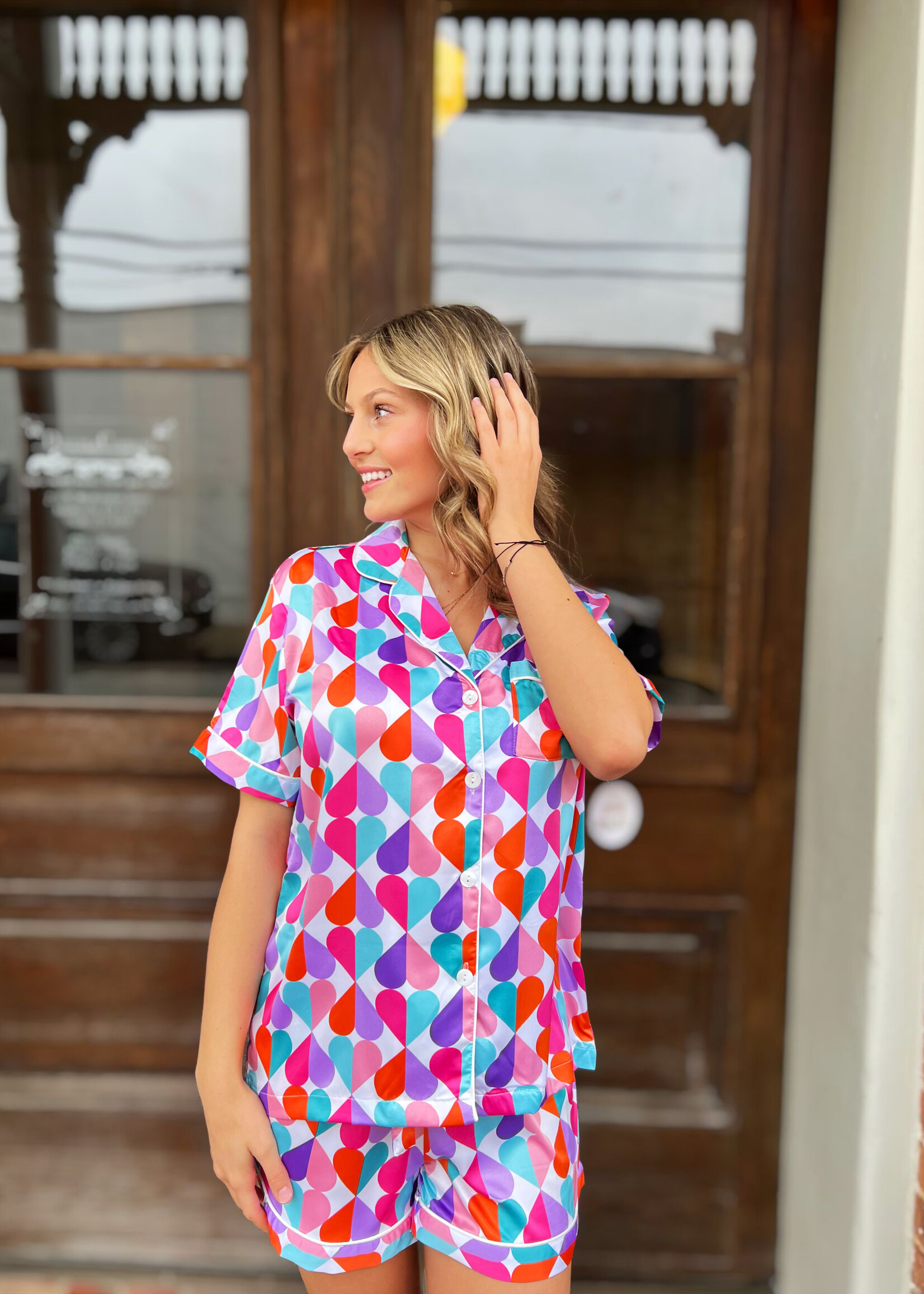 Bloom and Company Sweet Heart Silky Satin PJ Set