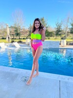 Bloom and Company One Shoulder Color Block One Piece Swimsuit