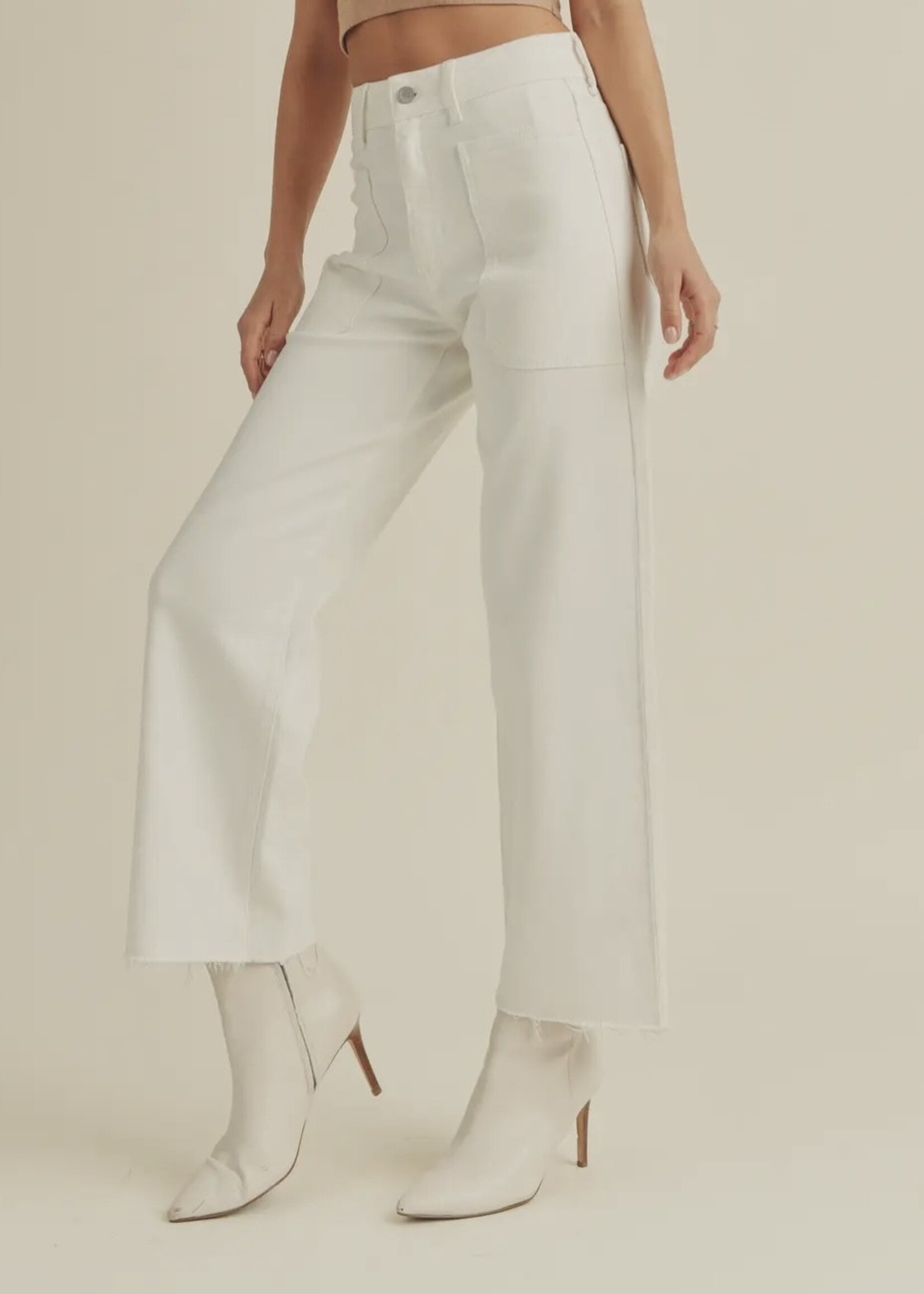 Bloom and Company JBD Off White High Rise Utility Wide Leg Jean