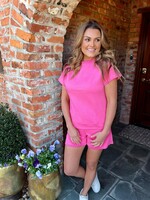 Bloom and Company Strawberry Pink Textured Top & Shorts Set