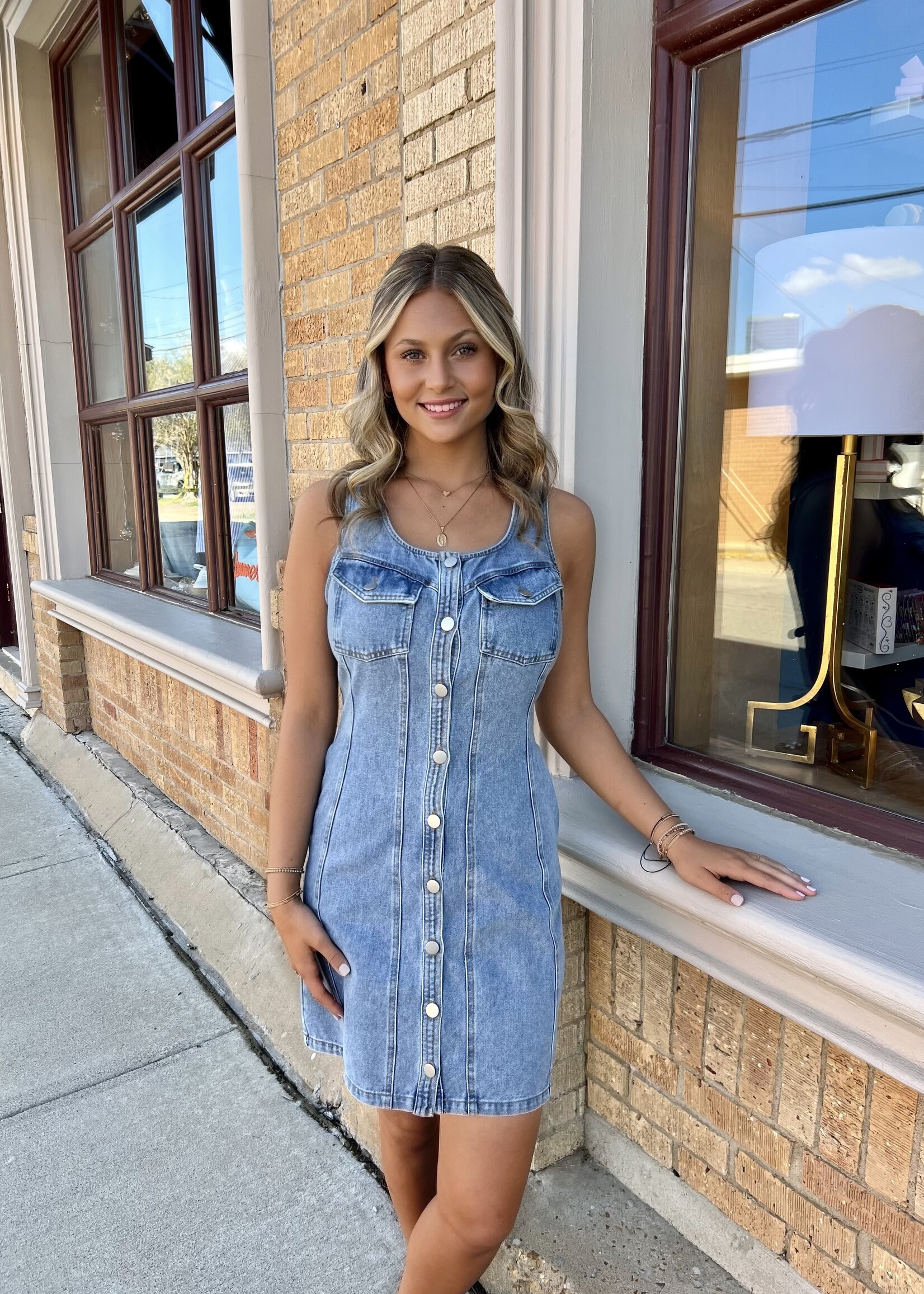 Bloom and Company Washed Denim Sleeveless Mini Dress