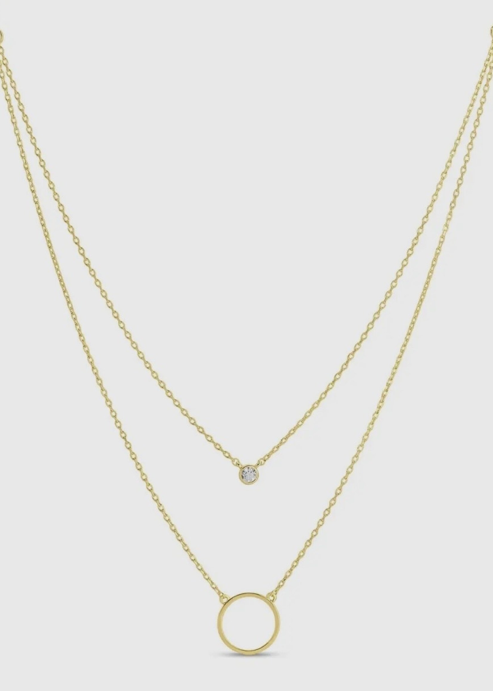 Bloom and Company Round Pave Double Appeal Necklace Gold