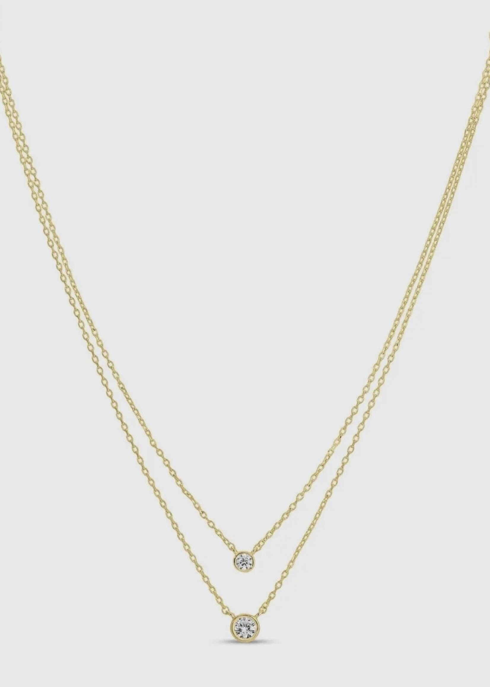 Bloom and Company Double Layer Appeal Framed CZ Necklace