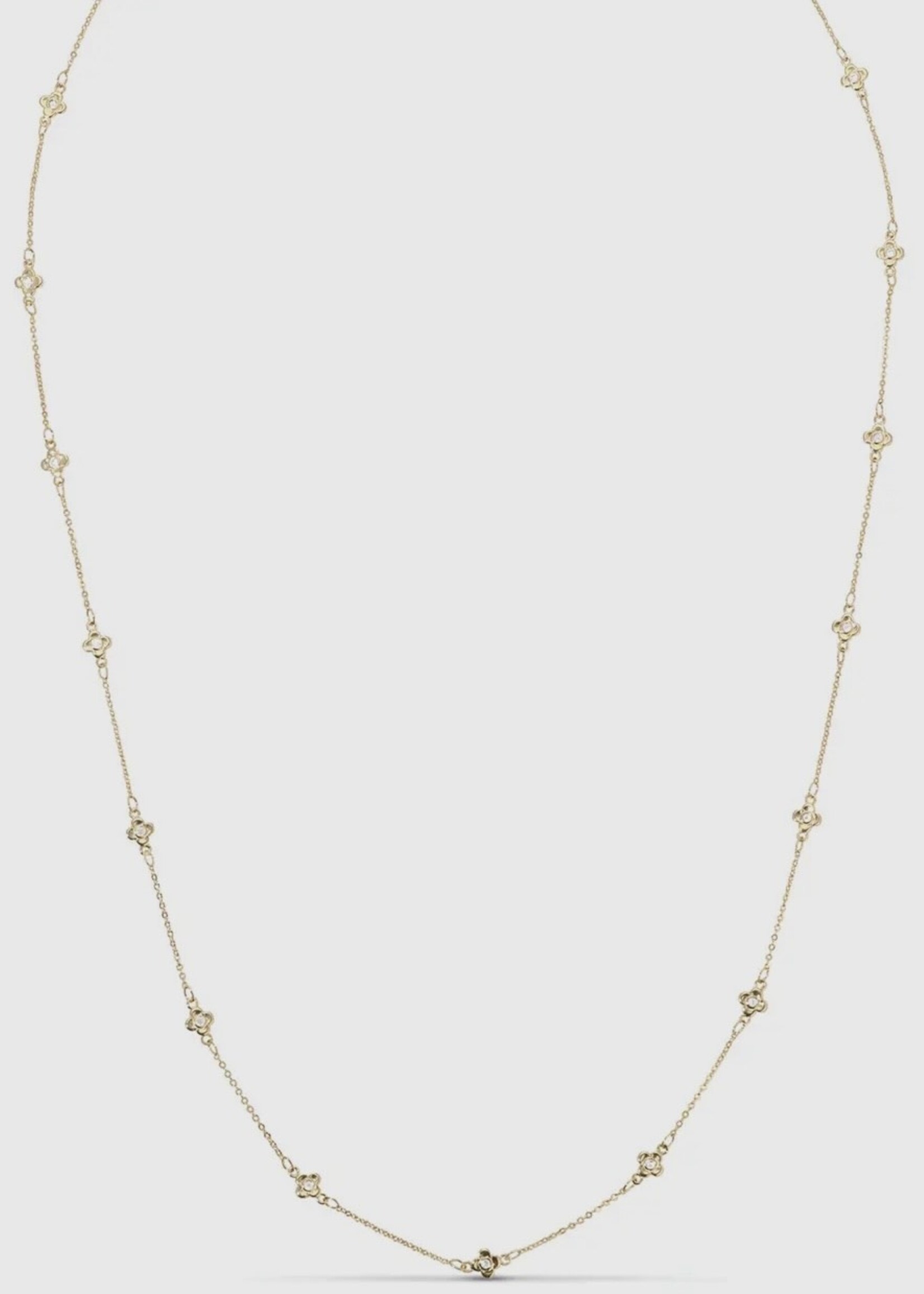 Bloom and Company Delicate CZ Accented Quatrefoil Necklace Gold