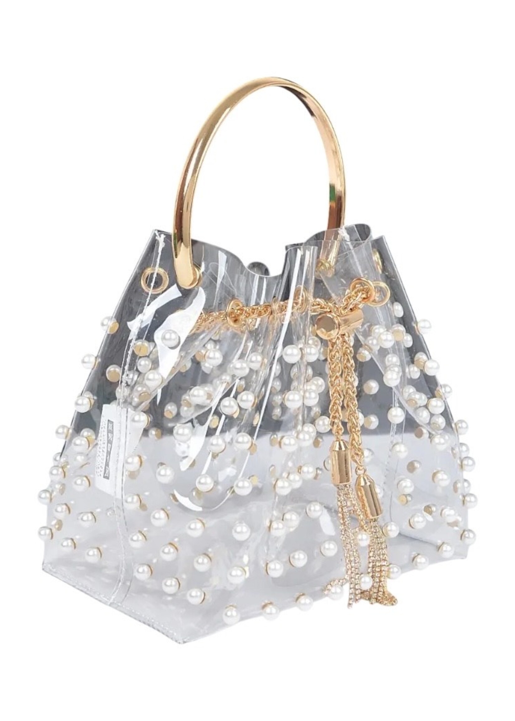 Bloom and Company Clear Pearl Stud Bucket Bag