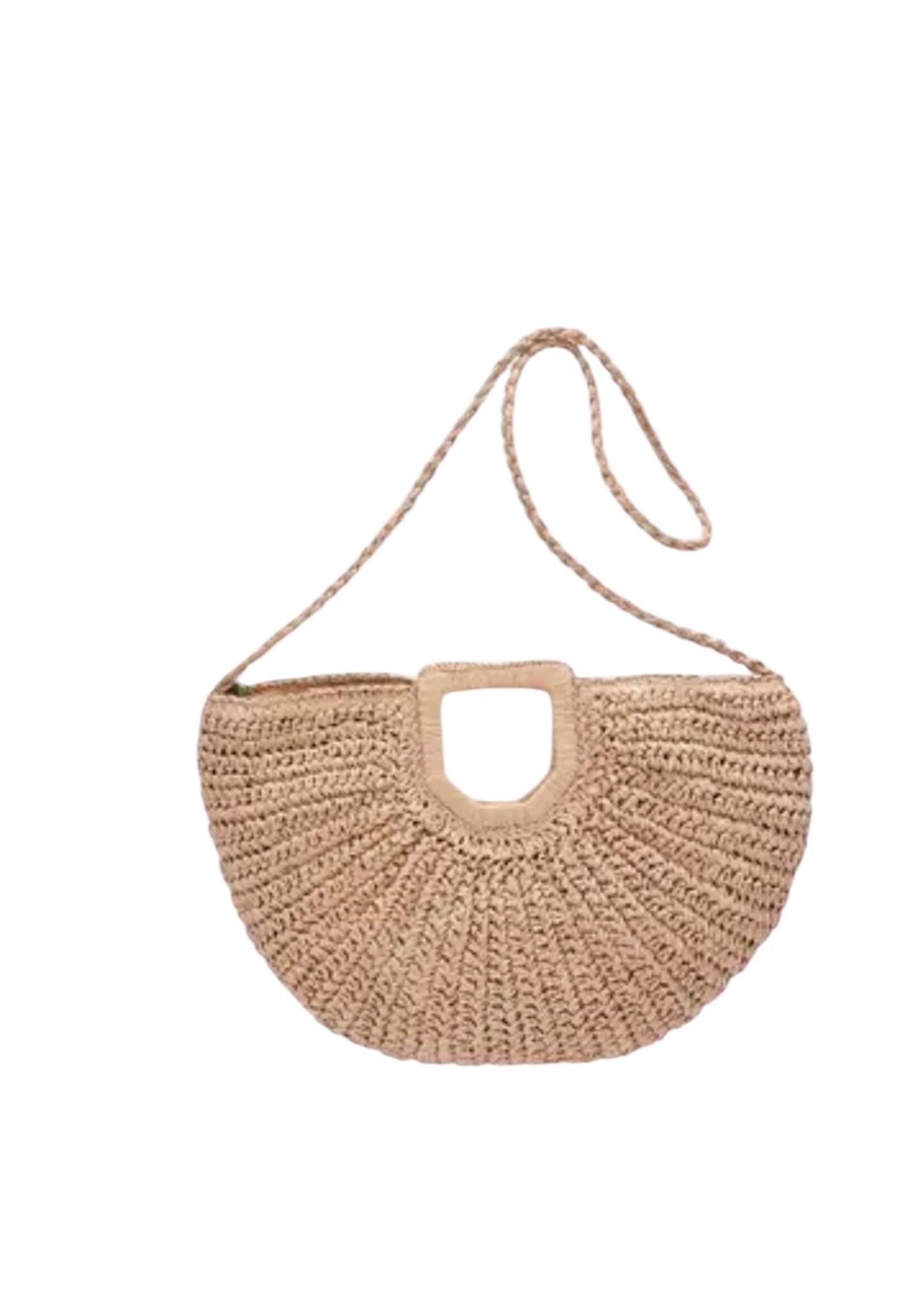 Bloom and Company Khaki Handmade Straw Handle Bag