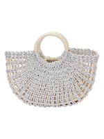 Bloom and Company Silver Metallic Straw Tote Bag