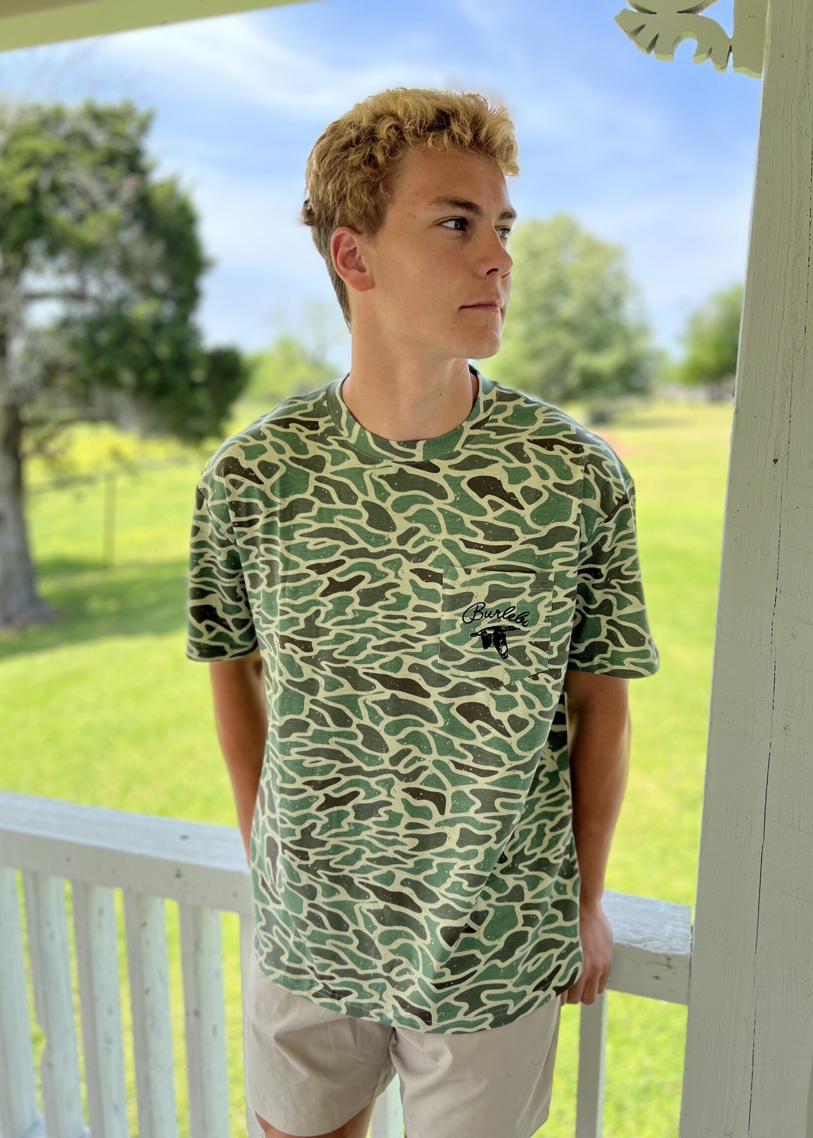 Bloom and Company Burlebo Retro Duck Camo Mallard Pocket Tee