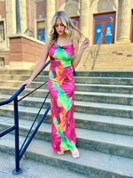 Bloom and Company Red Floral Print Spaghetti Strap Maxi Dress