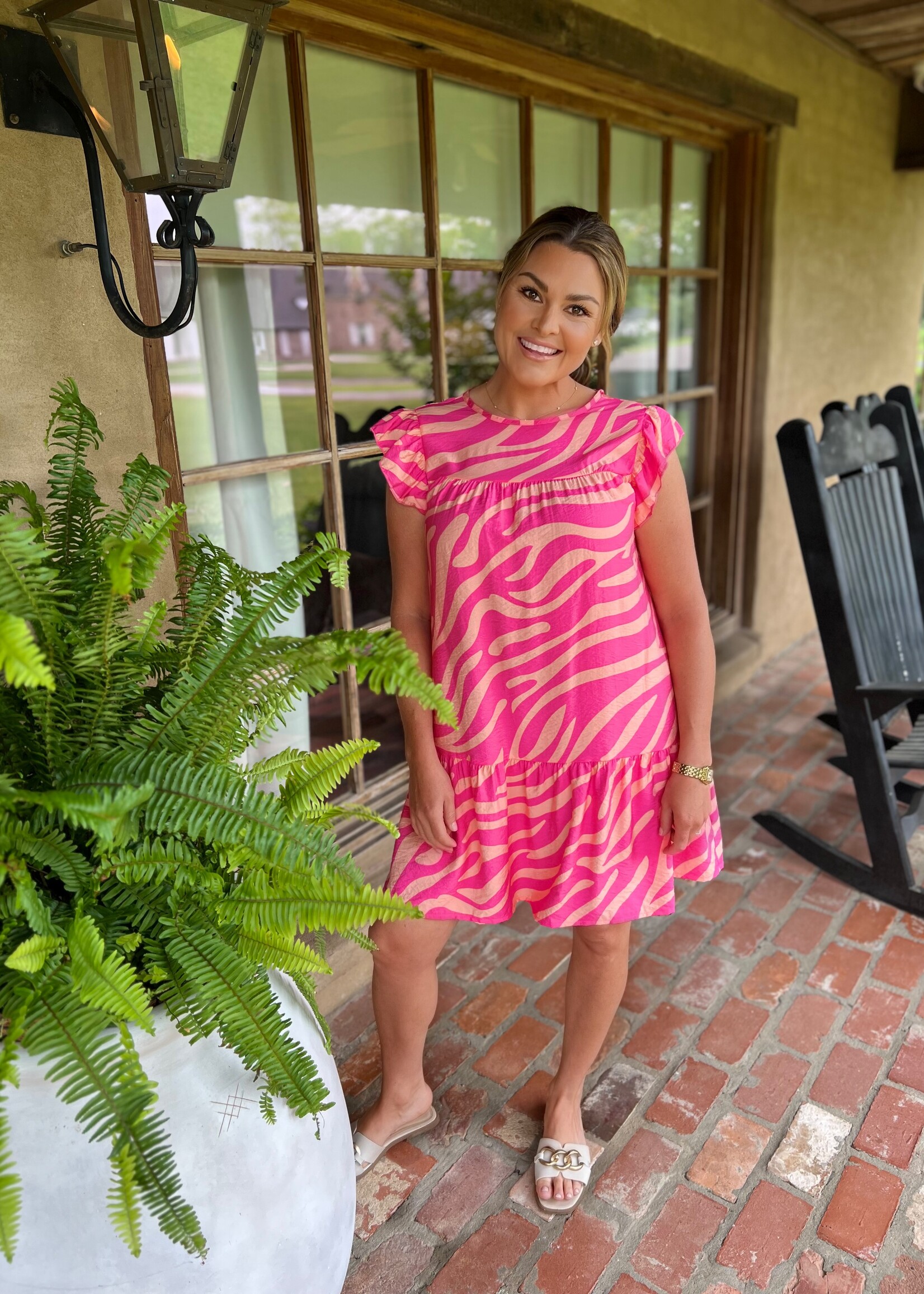 Bloom and Company Pink Zebra Pattern Dress