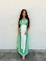 Bloom and Company Green Halter Neck Color Block Dress