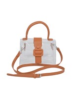 Bloom and Company Clear Clutch Bag Tan Handle