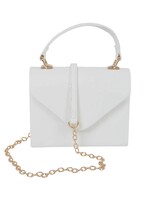 Bloom and Company White Faux Leather Handle Clutch