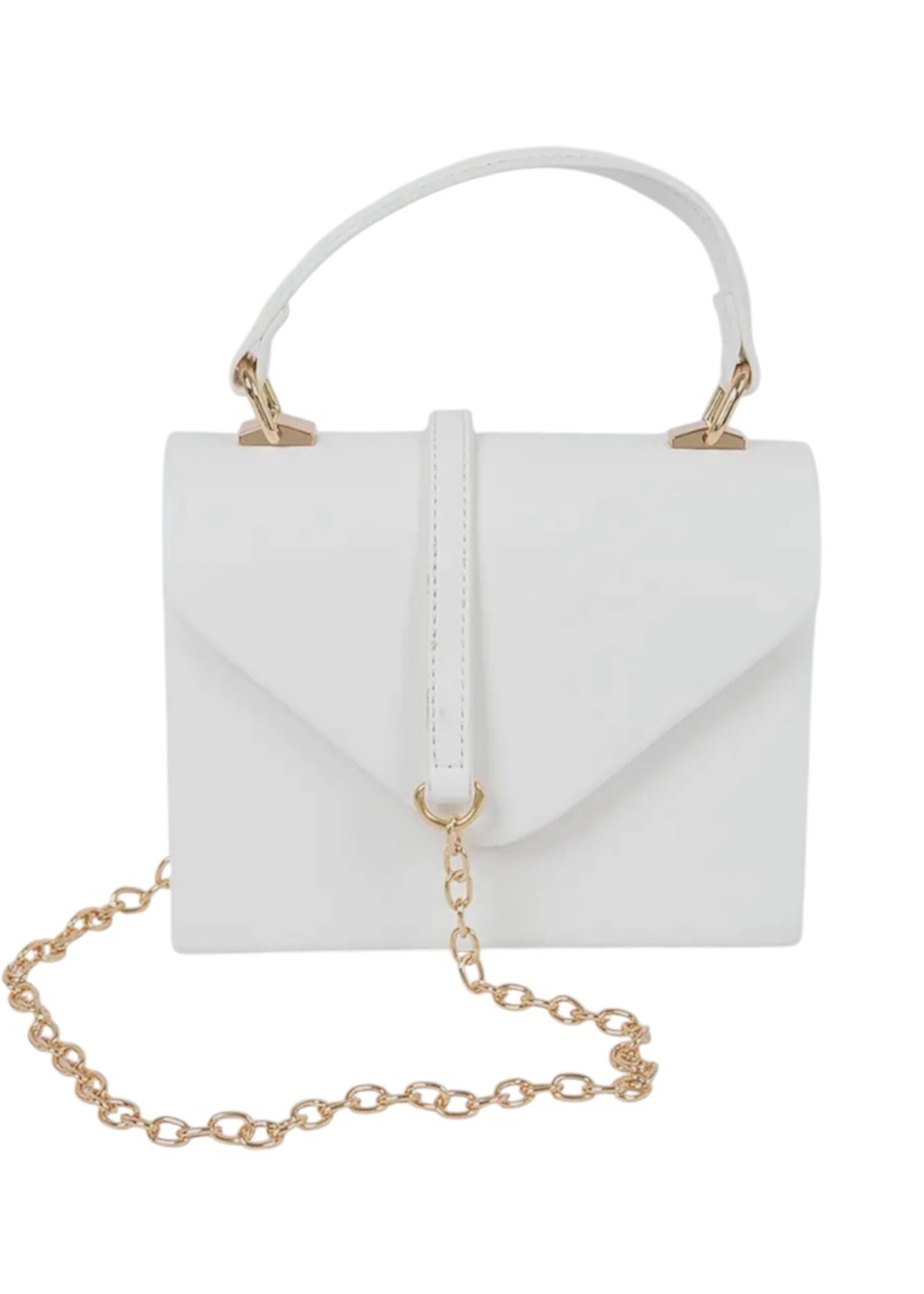 Bloom and Company White Faux Leather Handle Clutch