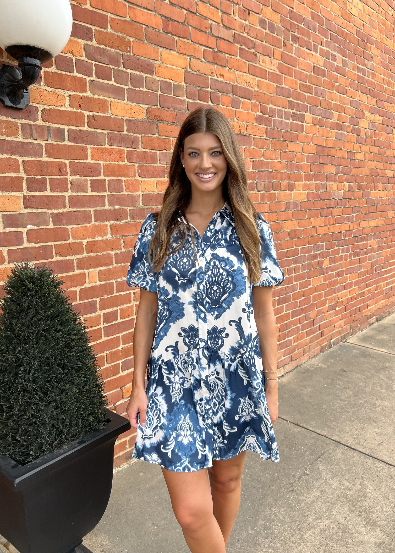 Bloom and Company Blue Boho Floral Print Dress