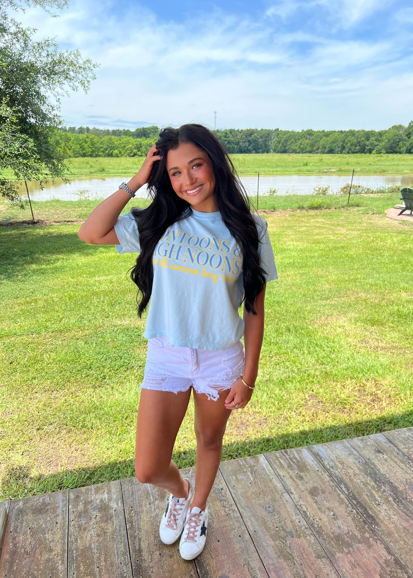 Bloom and Company Pontoons & High Noons Cropped Tee
