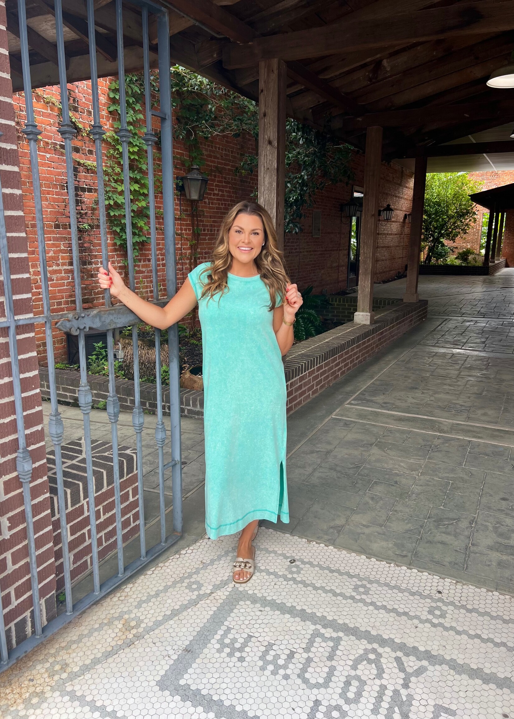 Bloom and Company Green Mineral Wash T-Shirt Dress