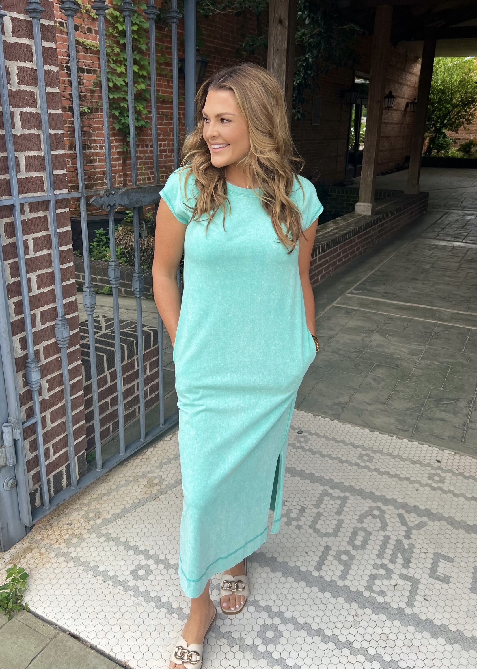 Bloom and Company Green Mineral Wash T-Shirt Dress