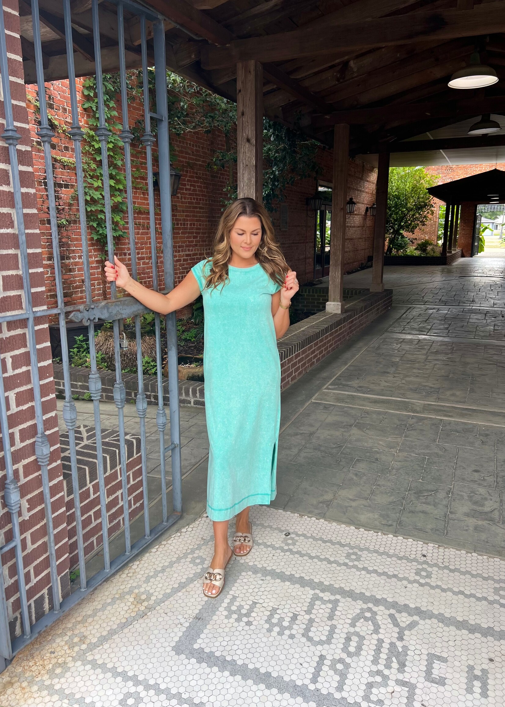 Bloom and Company Green Mineral Wash T-Shirt Dress