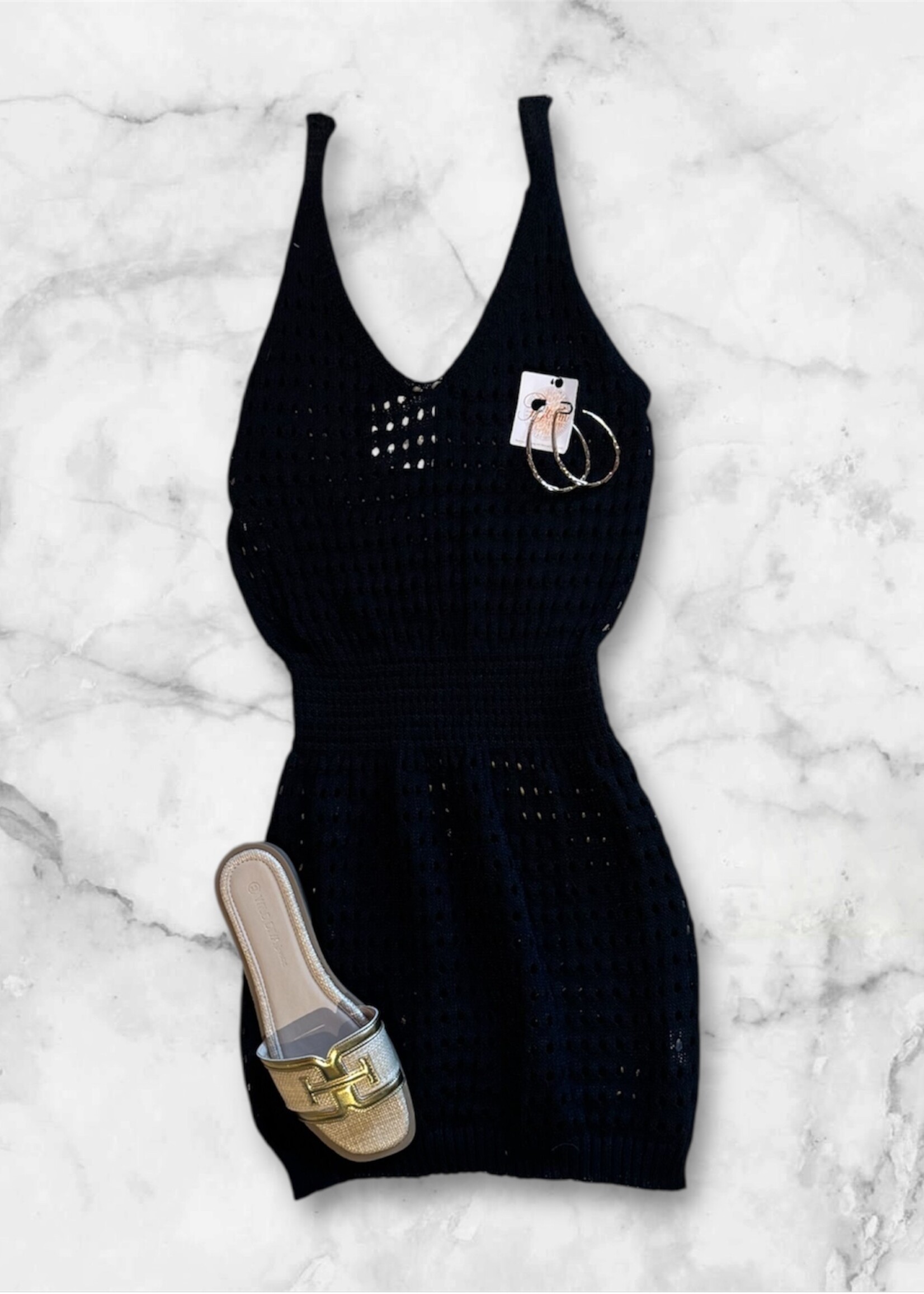Bloom and Company Black Hollow Out Dress CoverUp
