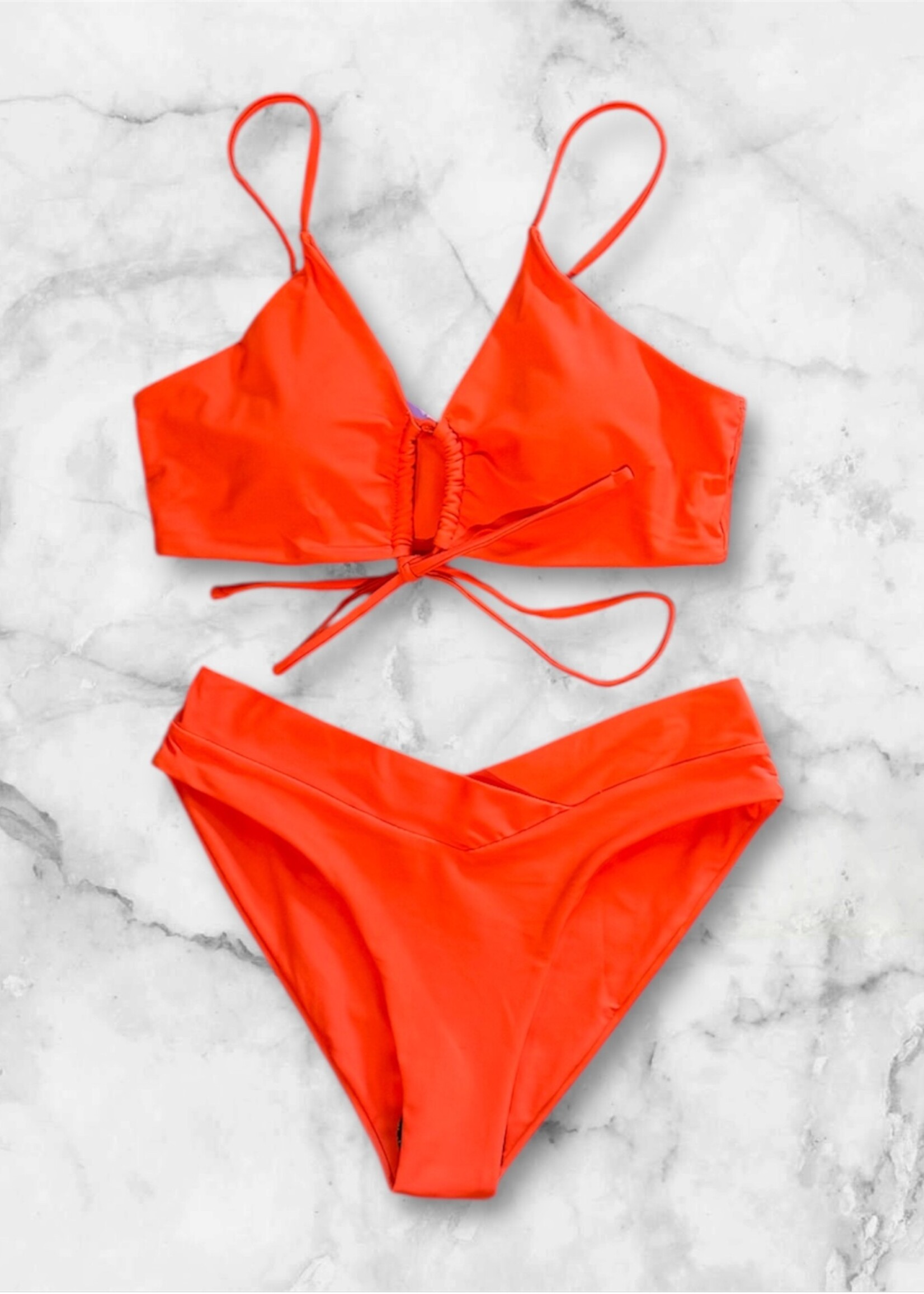 Bloom and Company Orange Lace Up Split Bikini