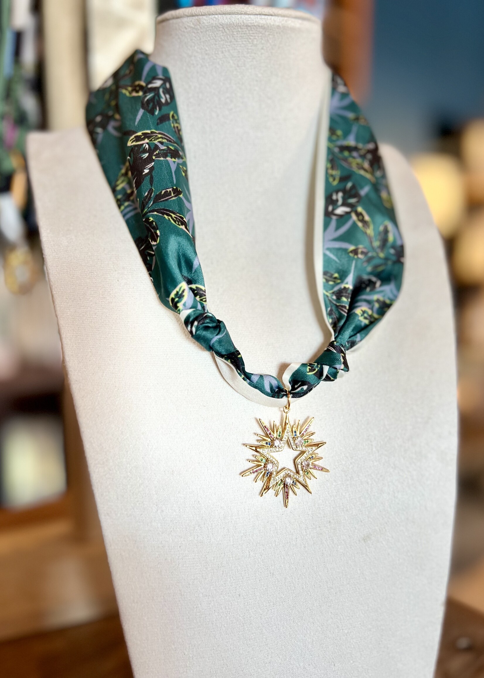Bloom and Company Open Star Pendant Scarf Necklace