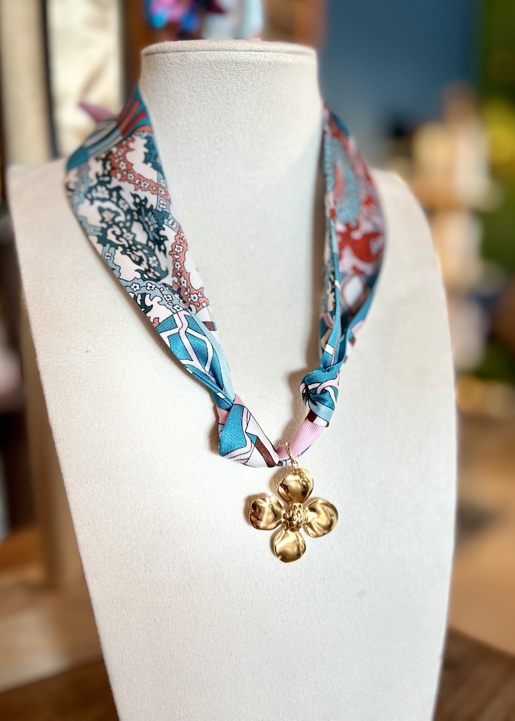 Bloom and Company Flower Pendant Scarf Necklace