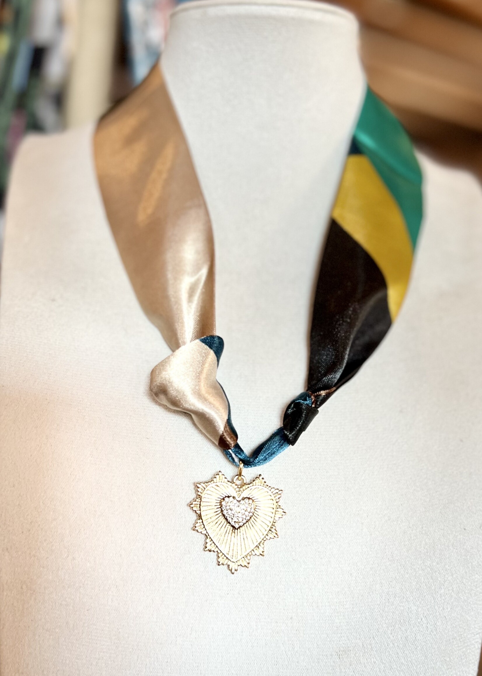 Bloom and Company Solid Heart Pendant Scarf Necklace