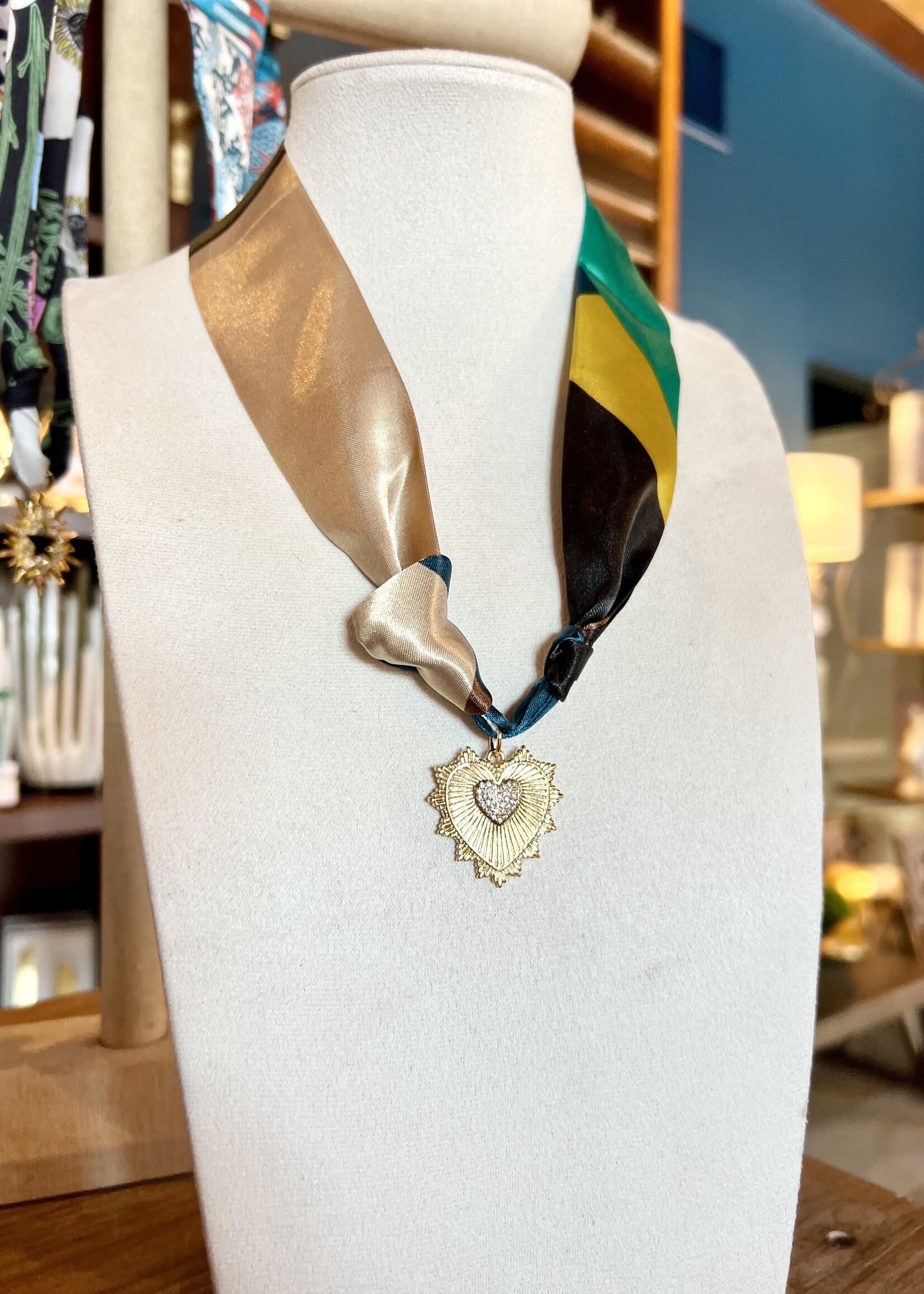 Bloom and Company Solid Heart Pendant Scarf Necklace