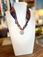 Bloom and Company Blue Diamond Heart Pendant Scarf Necklace
