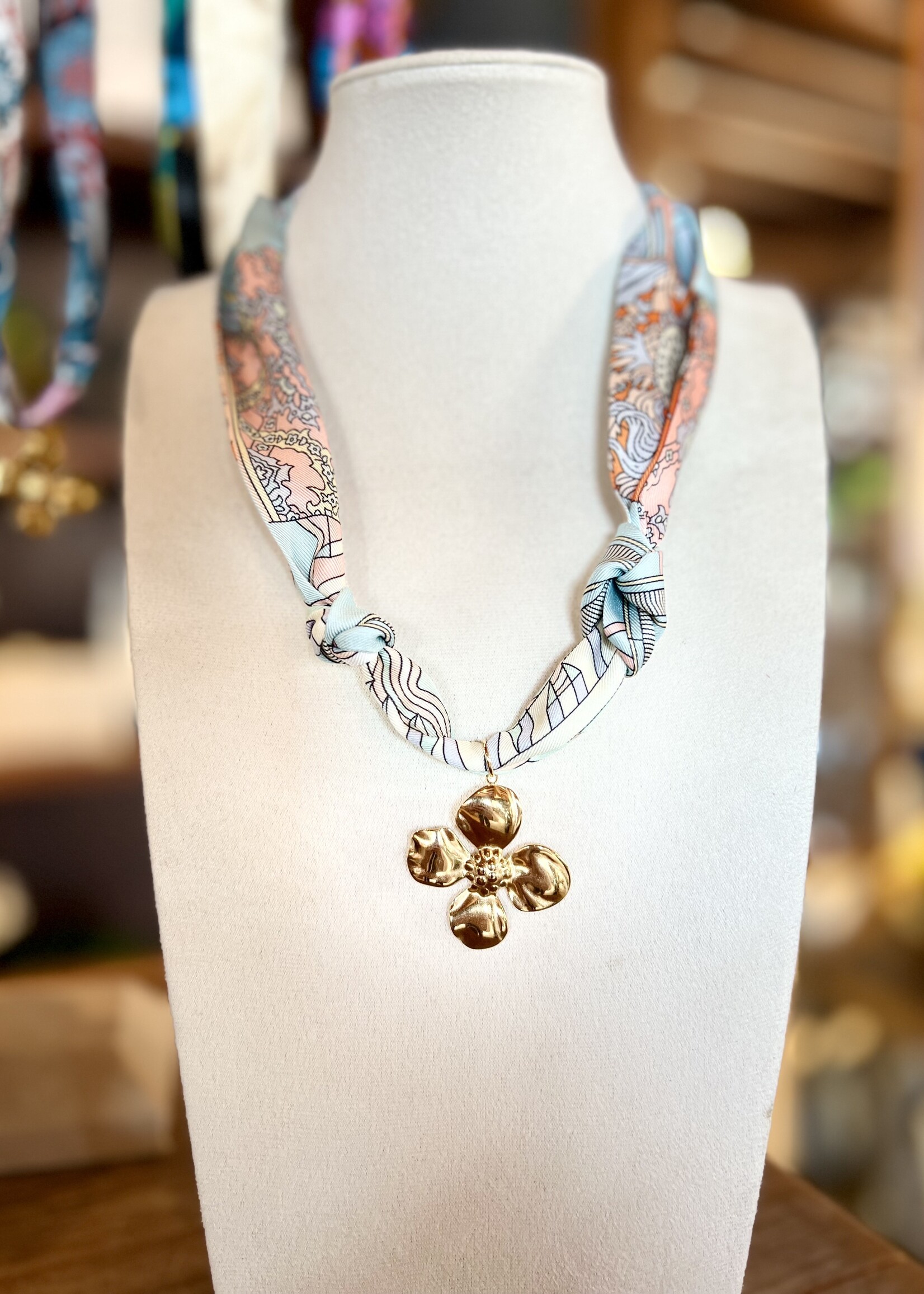 Bloom and Company Flower Pendant Scarf Necklace