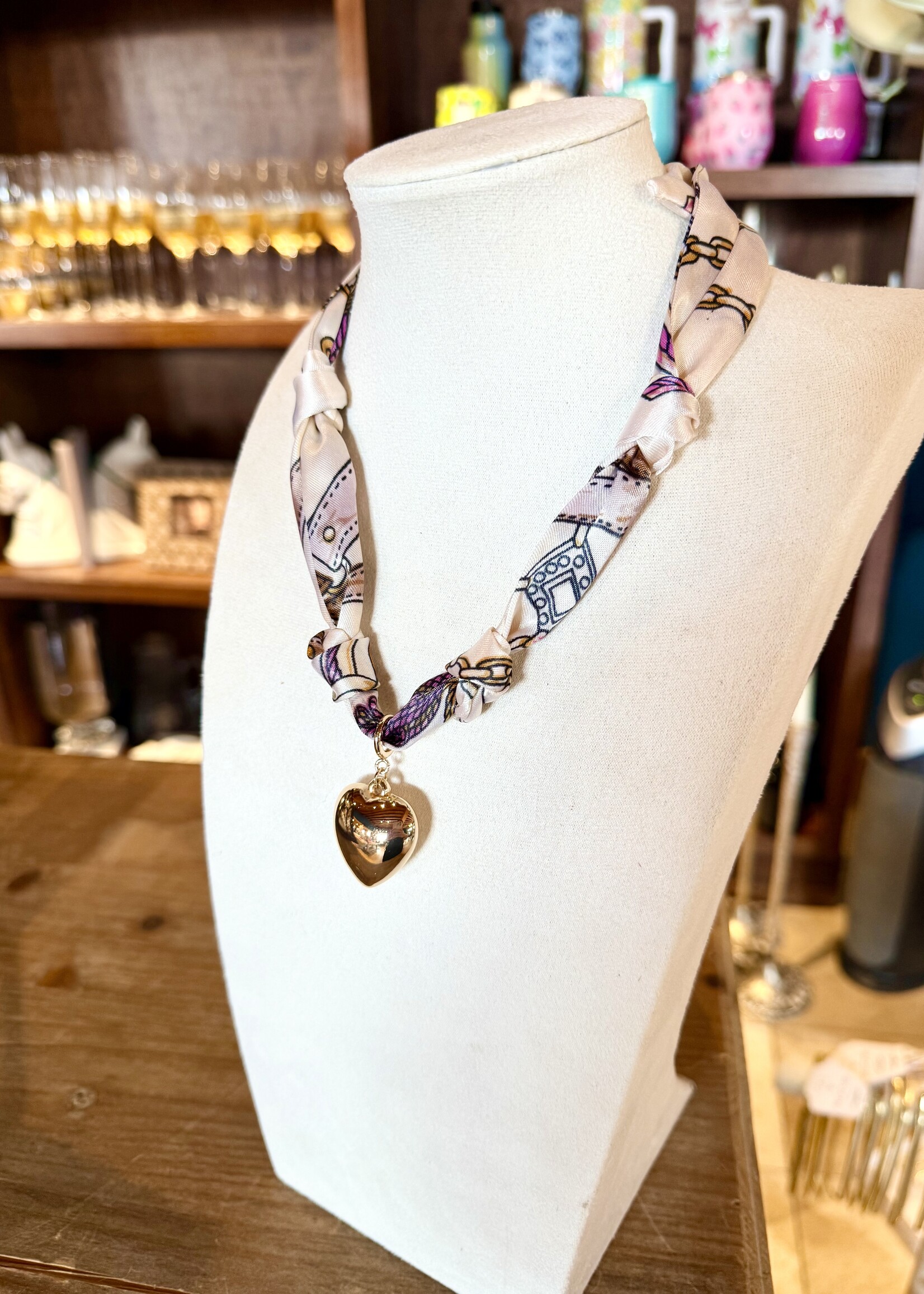 Bloom and Company Cream Puffy Heart Charm Necklace