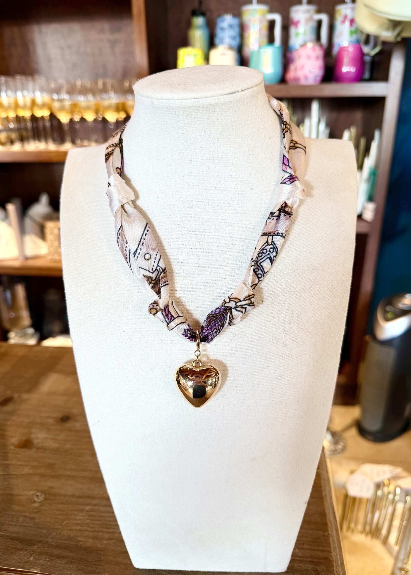 Bloom and Company Cream Puffy Heart Charm Necklace