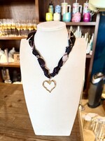 Bloom and Company Black Open Heart Charm Necklace