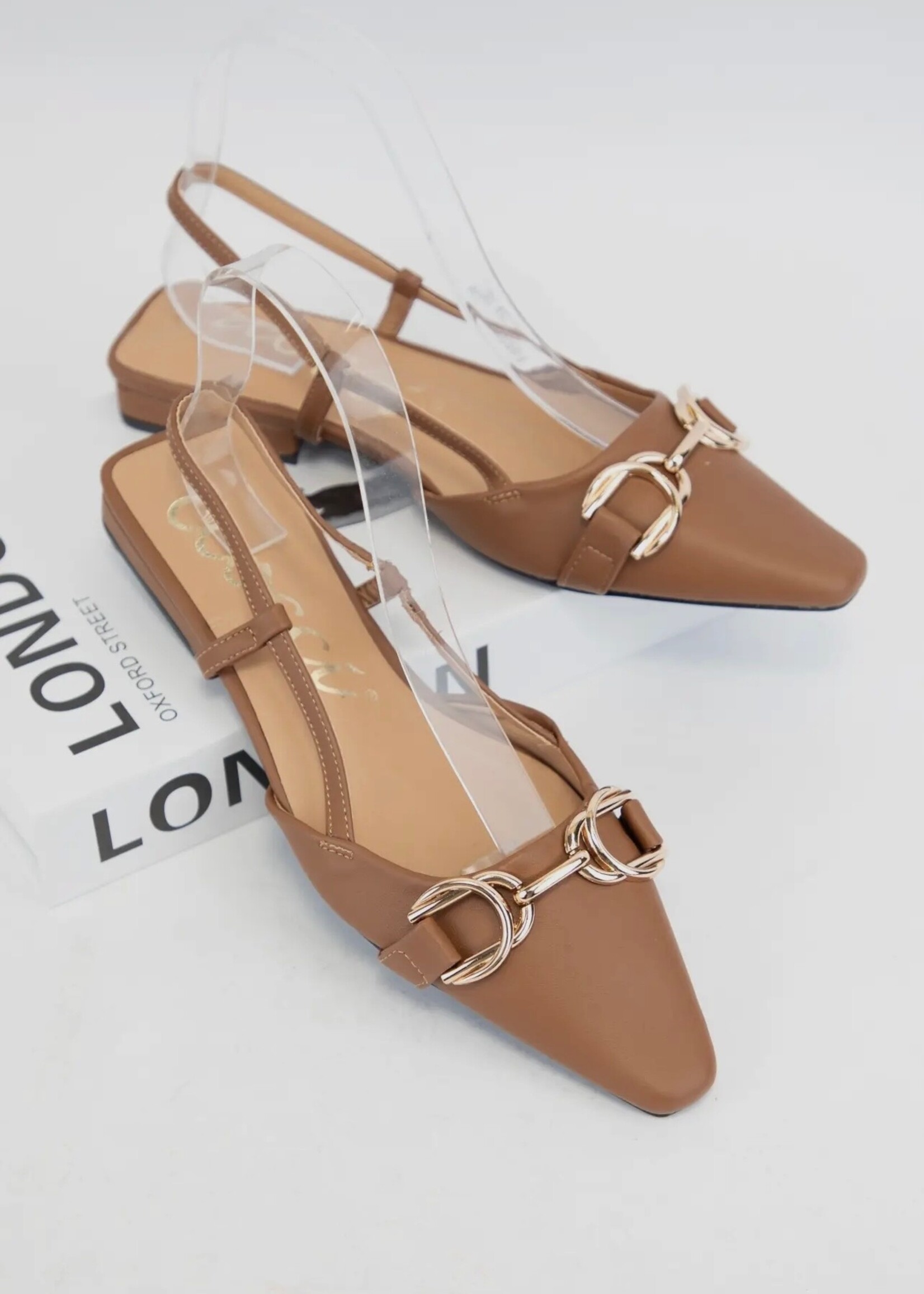 Bloom and Company Brown Gold Link Pointed Flat