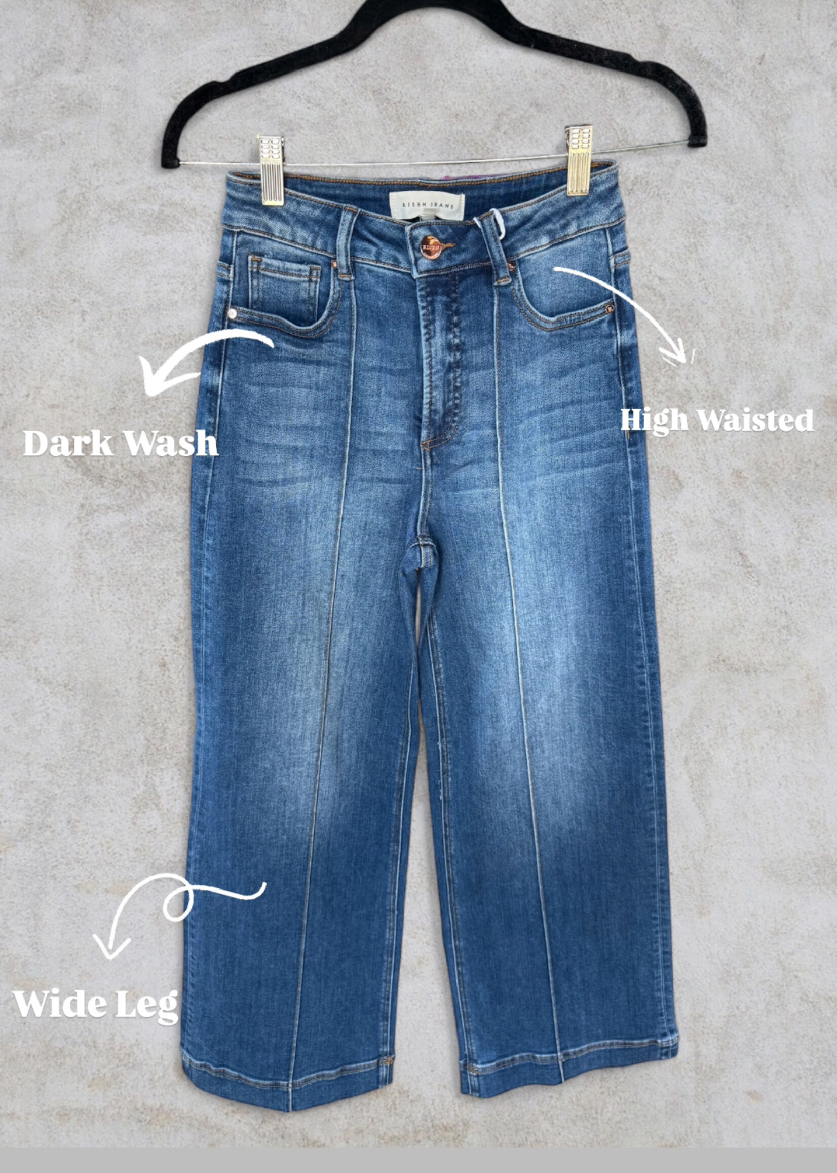 Bloom and Company Risen High Rise Ankle Wide Front Pintuck Jeans