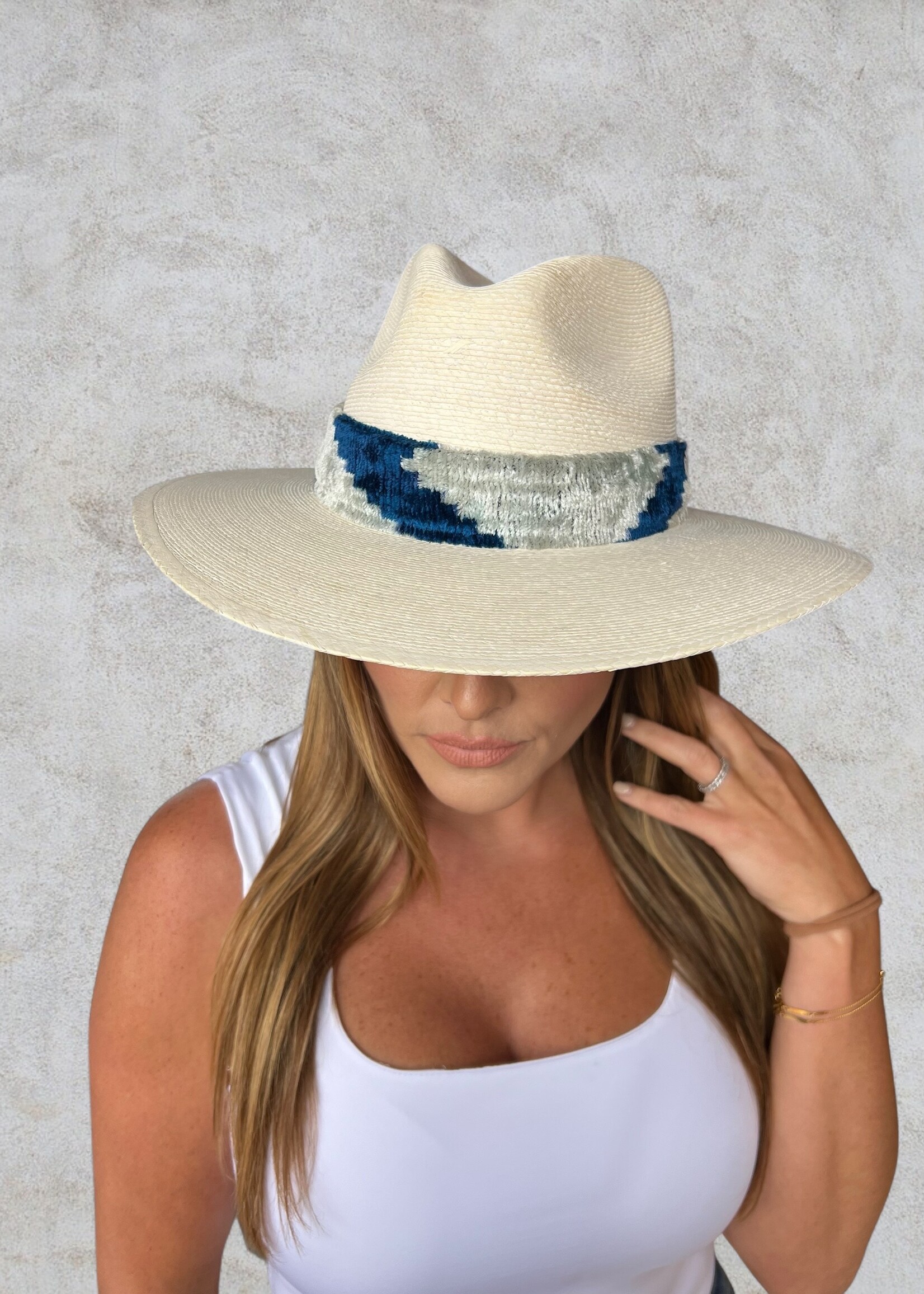 Bloom and Company Baldiz Blue Ikat Hat