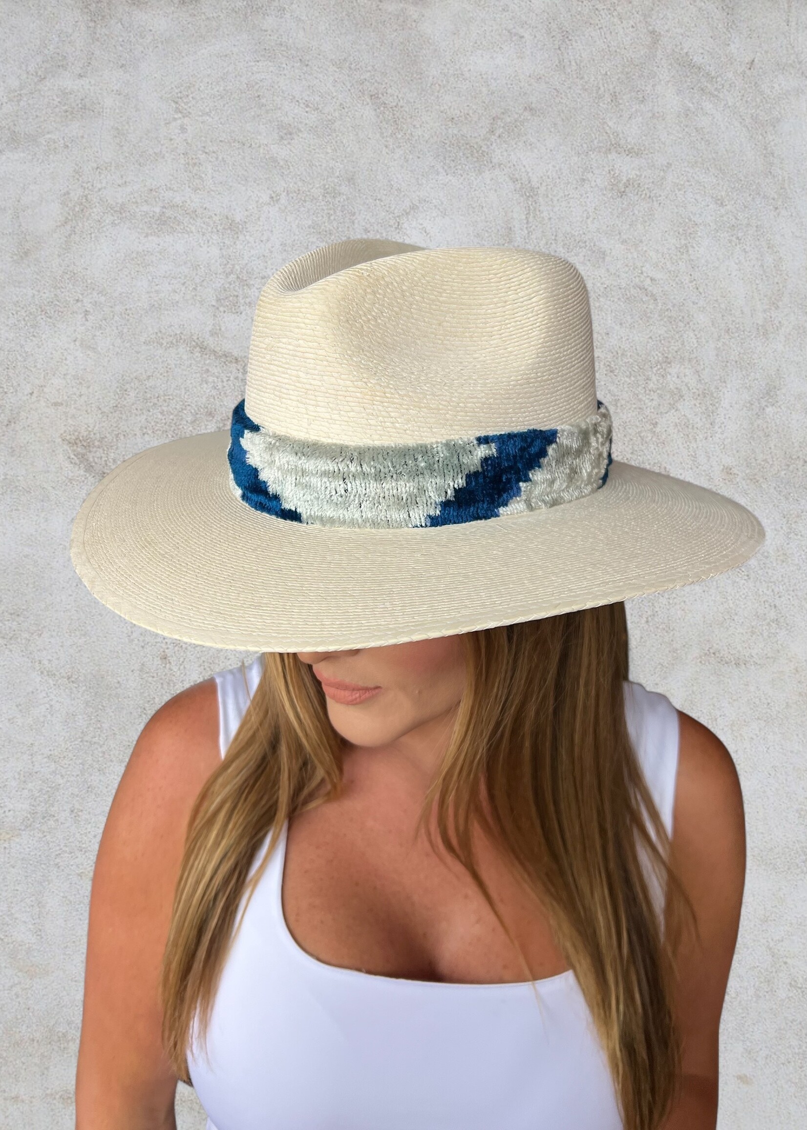 Bloom and Company Baldiz Blue Ikat Hat