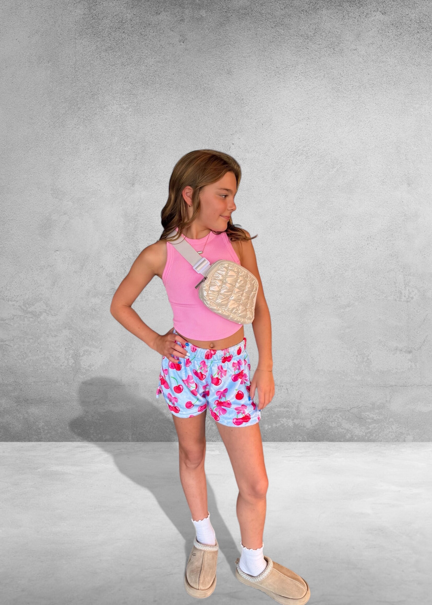 Bloom and Company Cheerful Cherries Plush Shorts