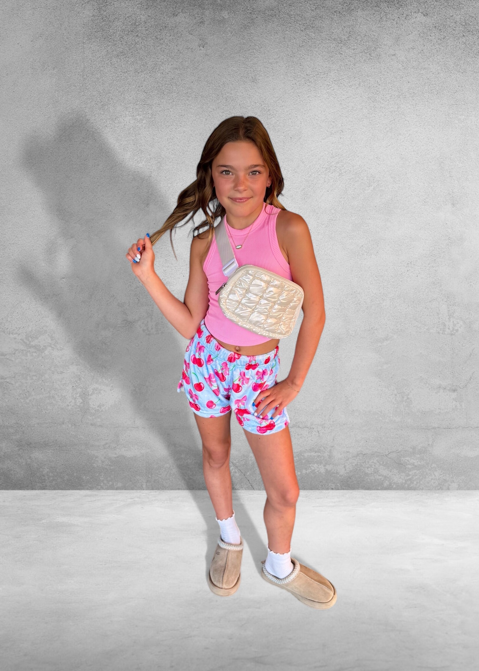 Bloom and Company Cheerful Cherries Plush Shorts