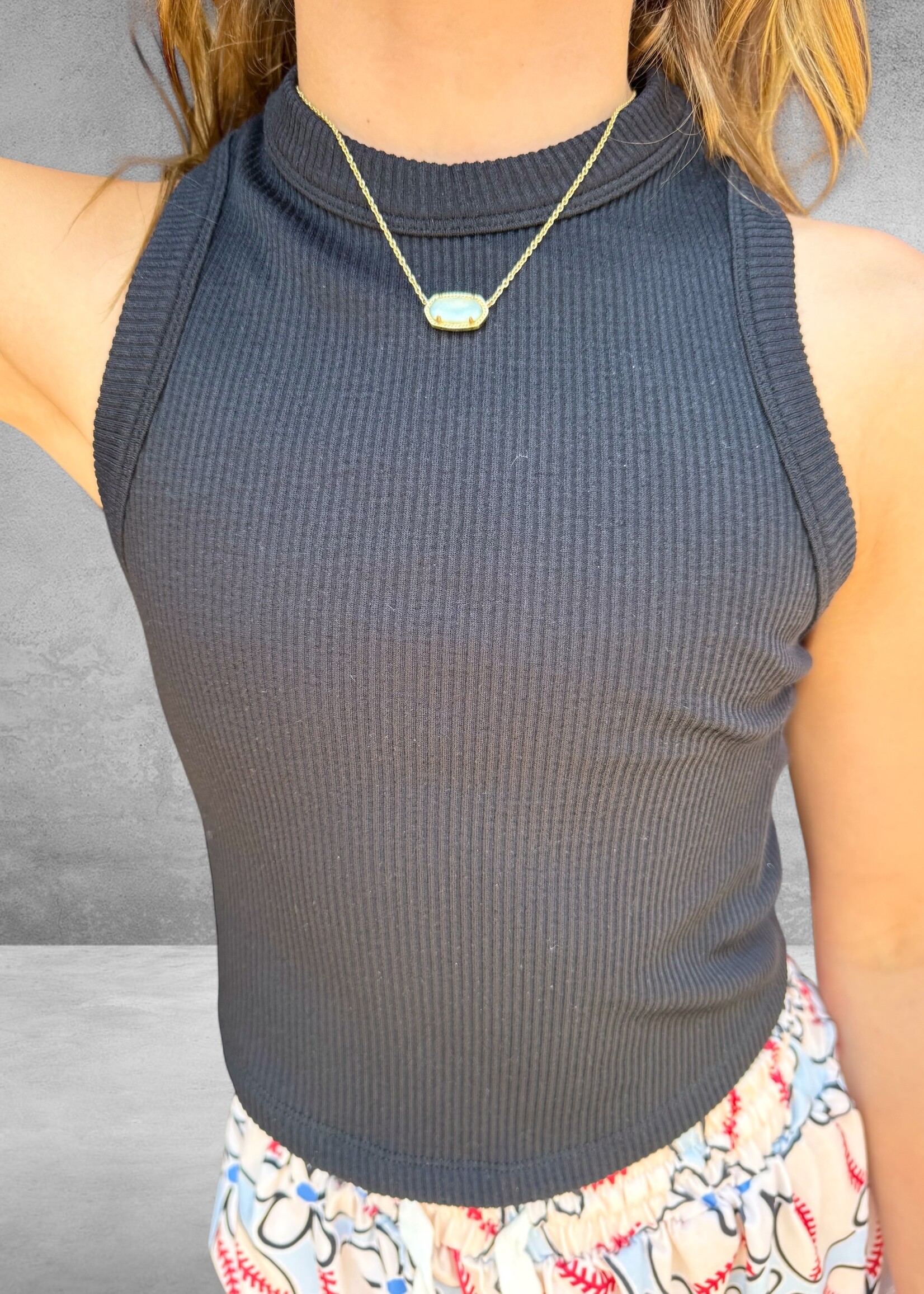 Bloom and Company Girl's Cropped Ribbed Racerback Tank