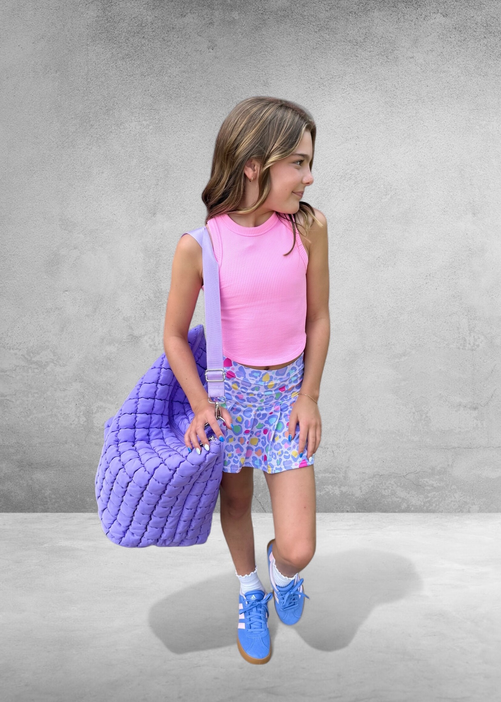 Bloom and Company Youth Lavender Leopard Tennis Skort