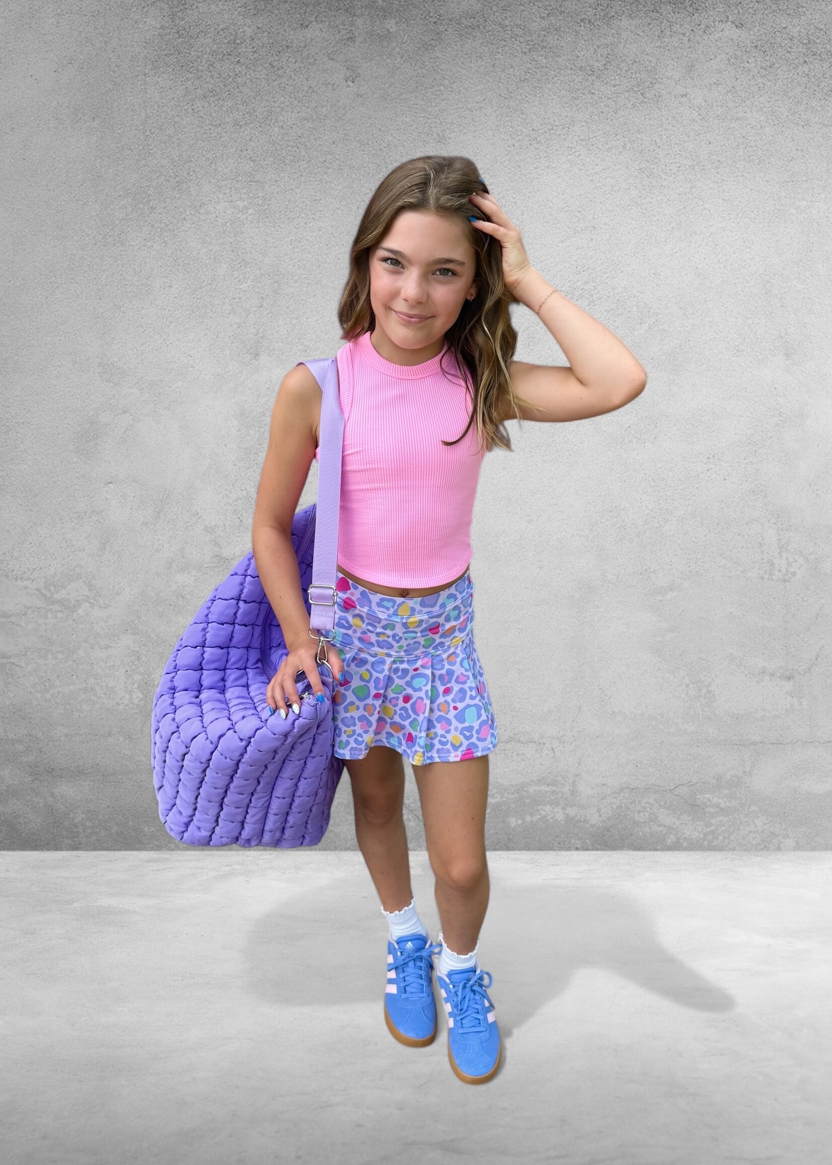 Bloom and Company Youth Lavender Leopard Tennis Skort