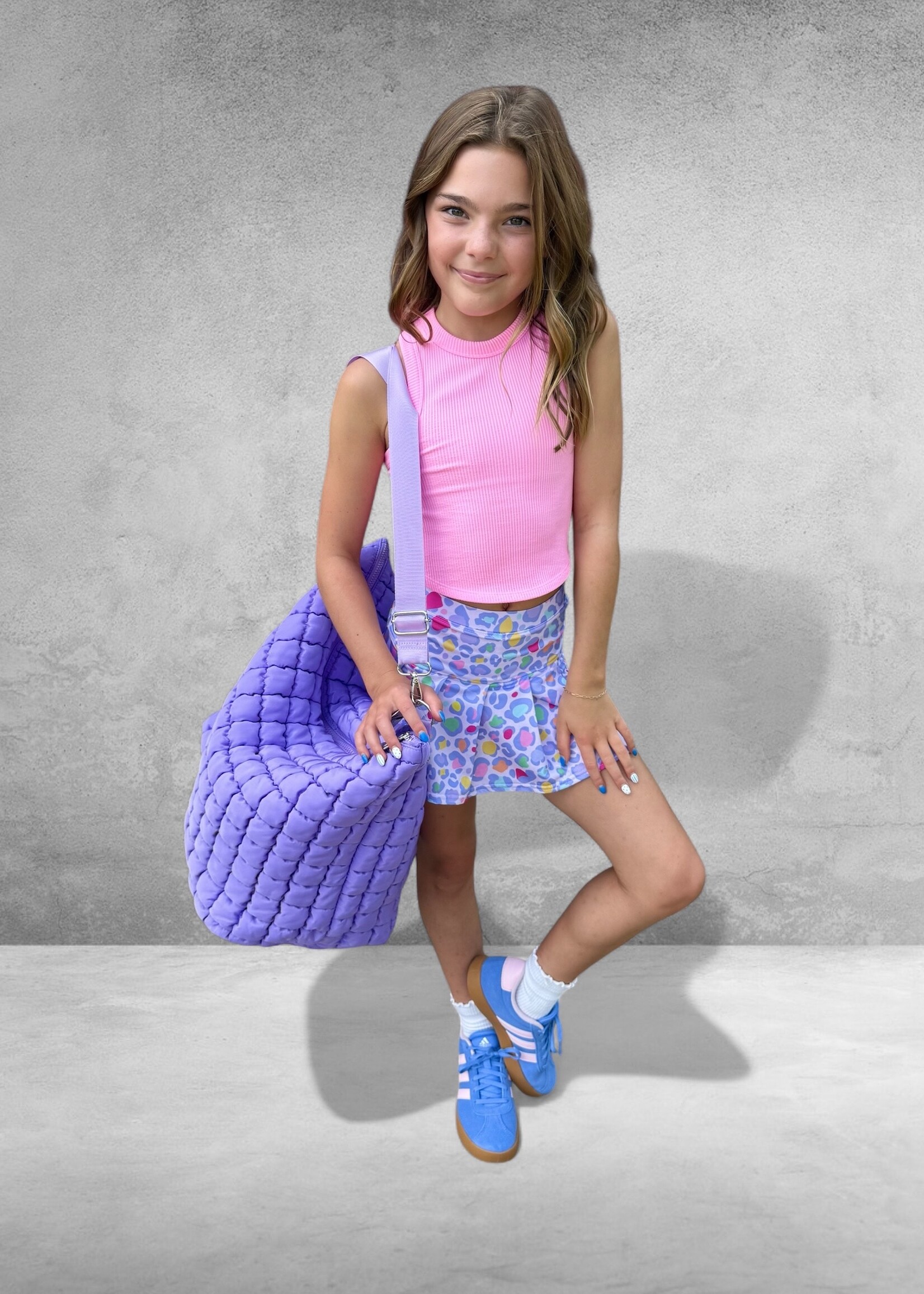 Bloom and Company Youth Lavender Leopard Tennis Skort