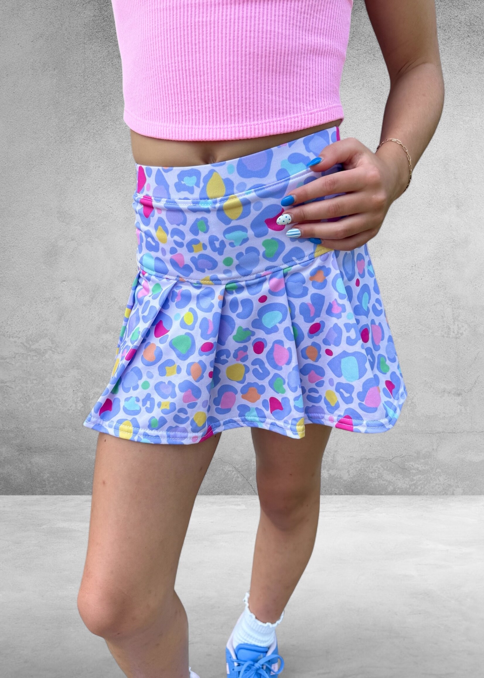 Bloom and Company Youth Lavender Leopard Tennis Skort